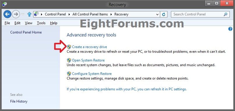 creating a recovery drive usb