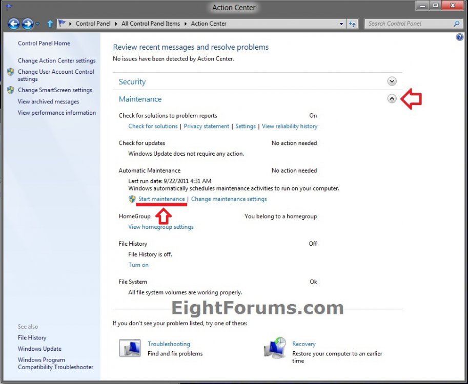 Automatic Maintenance - Manually Start or Stop in Windows 8 | Windows 8