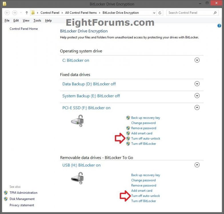 Turn On Or Off Auto Unlock For Bitlocker Drive In Windows 10 Tutorials