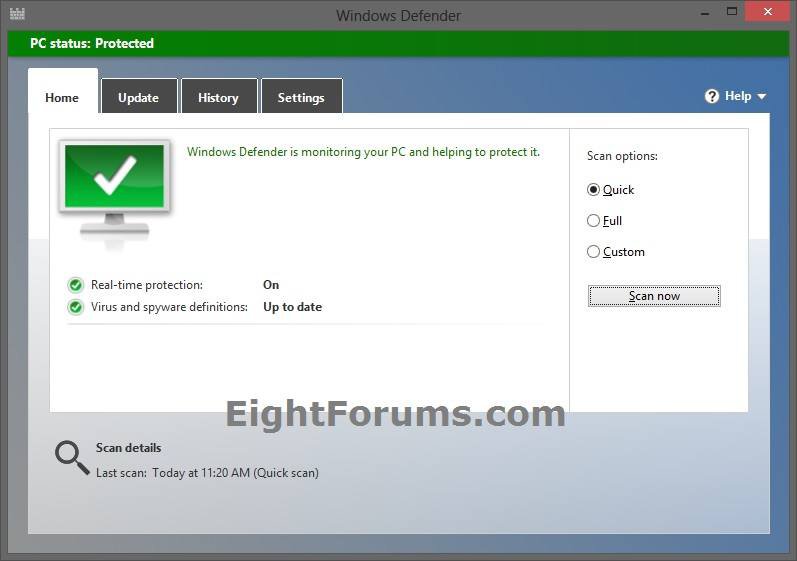 Windows Defender Protection Turn On or Off in Windows 8 Windows 8