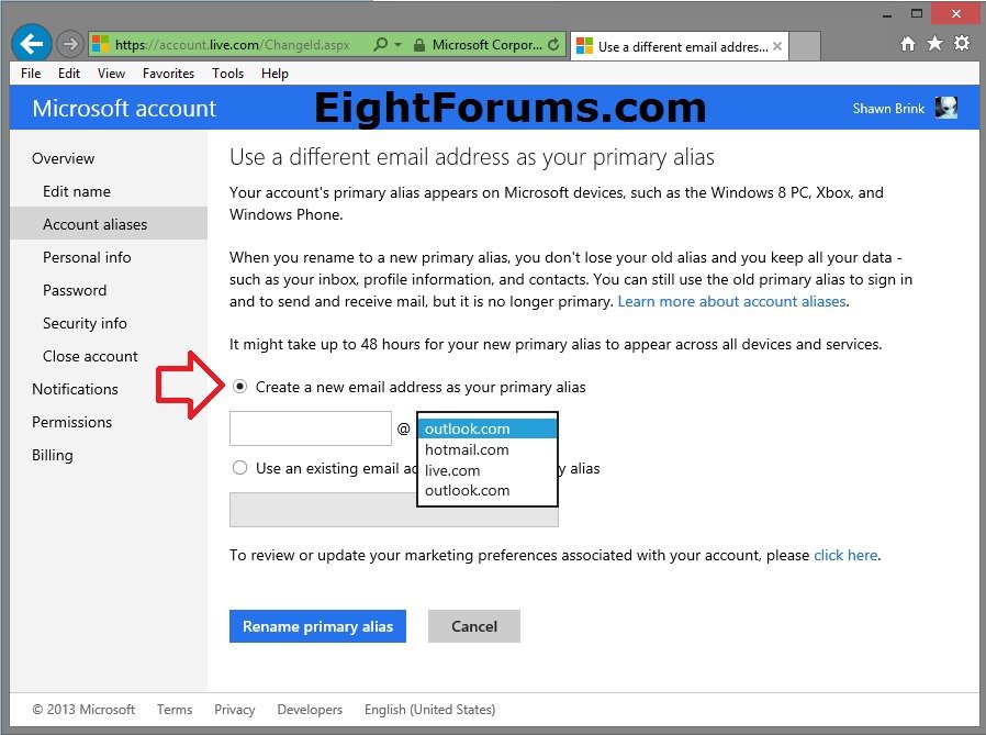 change microsoft user account email change microsoft user account email