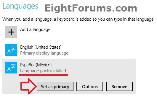 how to change display language in windows 8