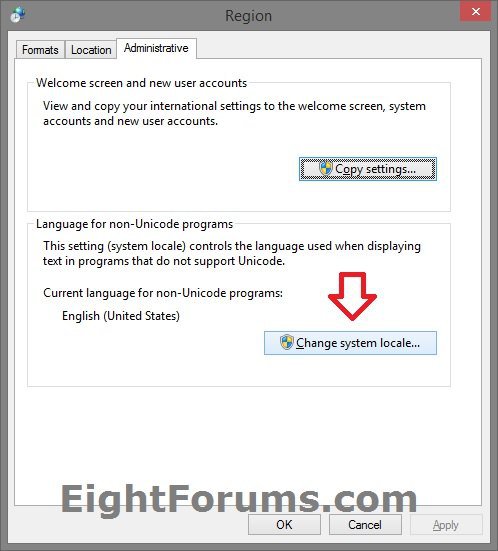 Language for Non-Unicode Programs - Change in Windows | Windows 8 Help ...