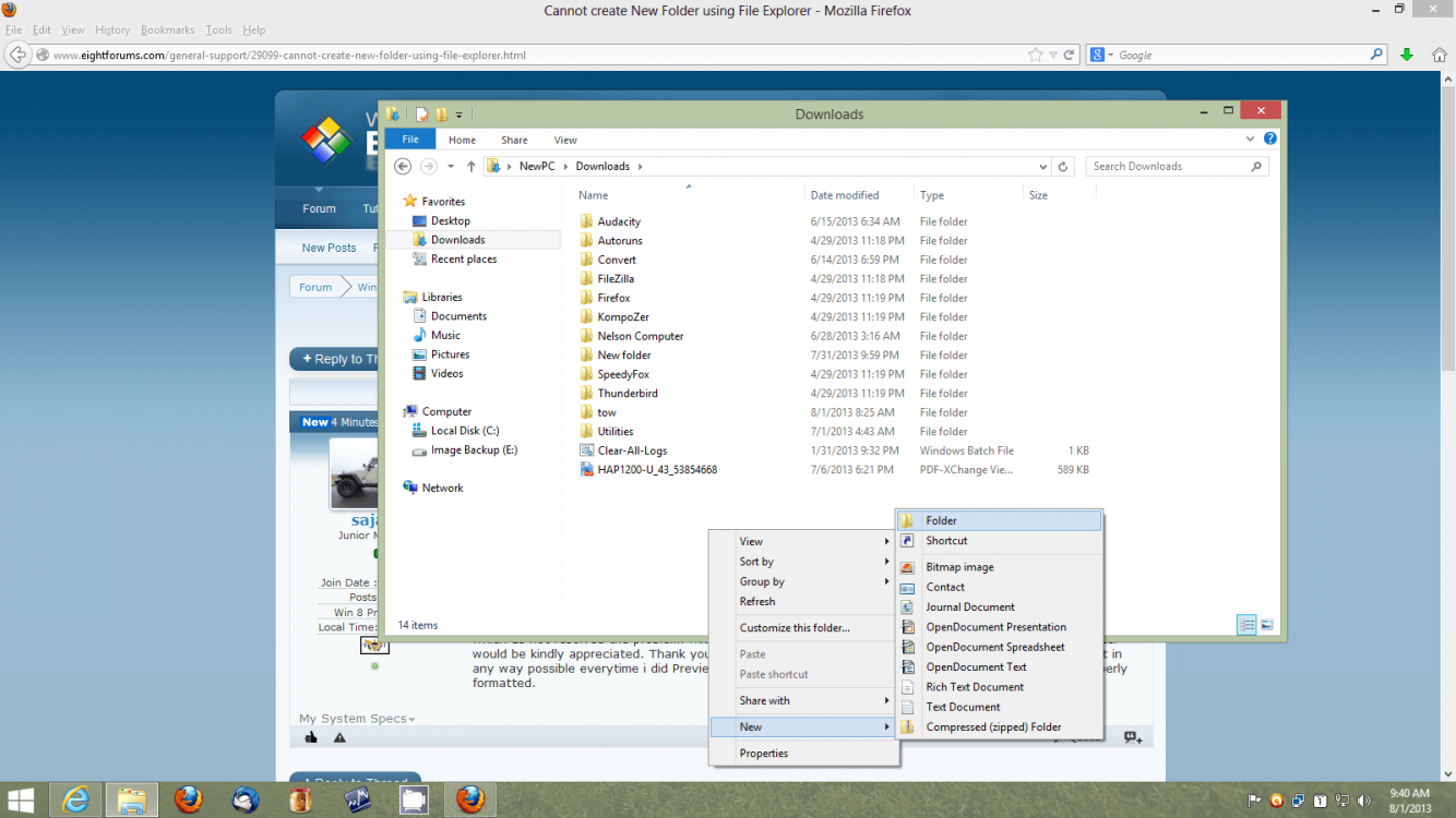 why can't i make a new folder in file explorer
