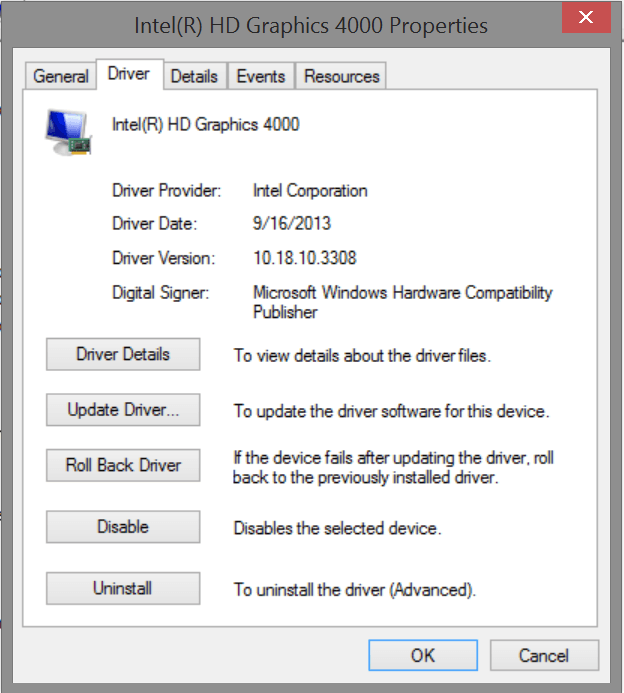 intel hd graphics 4000 driver windows 10 64bit