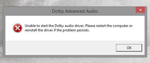 lenovo unable to start dolby audio driver windows 10