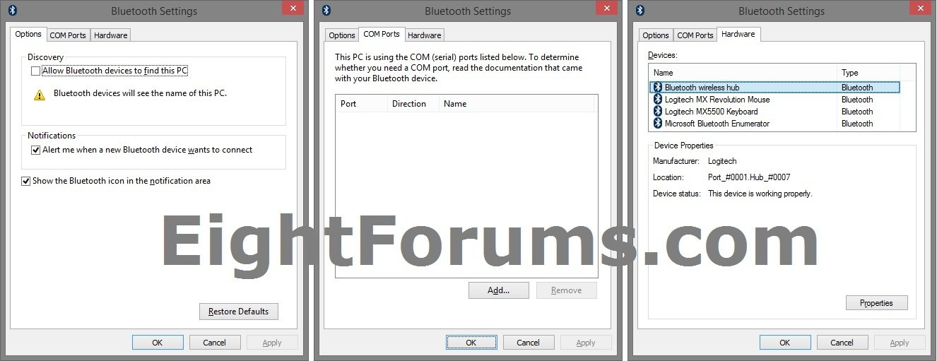 bluetooth settings windows 10 shortcut