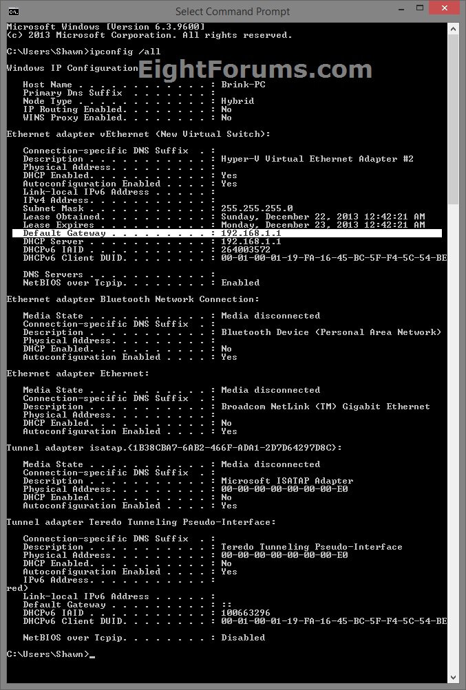 IP Address of Default Gateway Find in Windows Windows 8 Help Forums