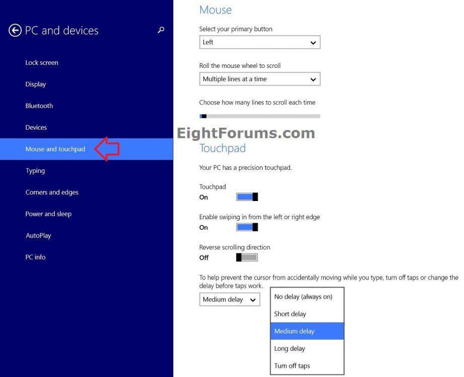 Precision touchpad scroll direction set in windows 8 1 windows 8