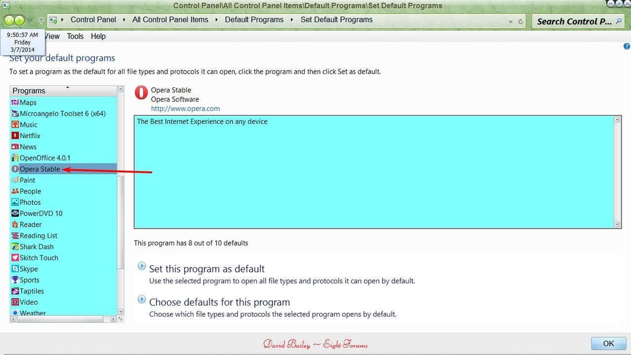 Opera browser set as default issue - not listed in default | Windows 8 Help  Forums, image size:1278x719
