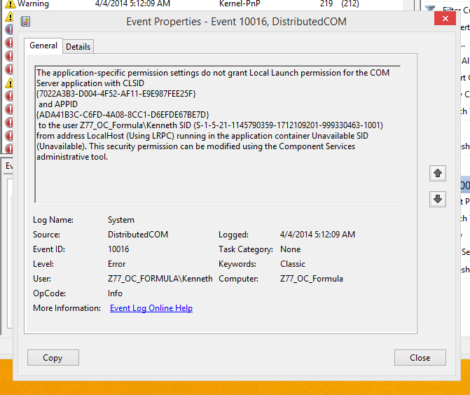 Solved - Another DistributedCom Event 10016 Error! | Windows 8 Help Forums