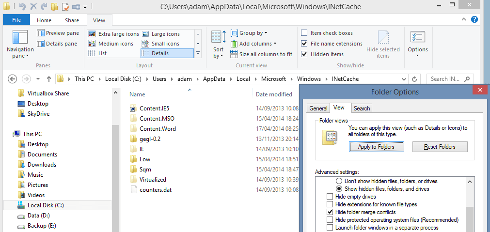 Solved - Can't access inetcache folder to delete temp files | Windows 8 ...