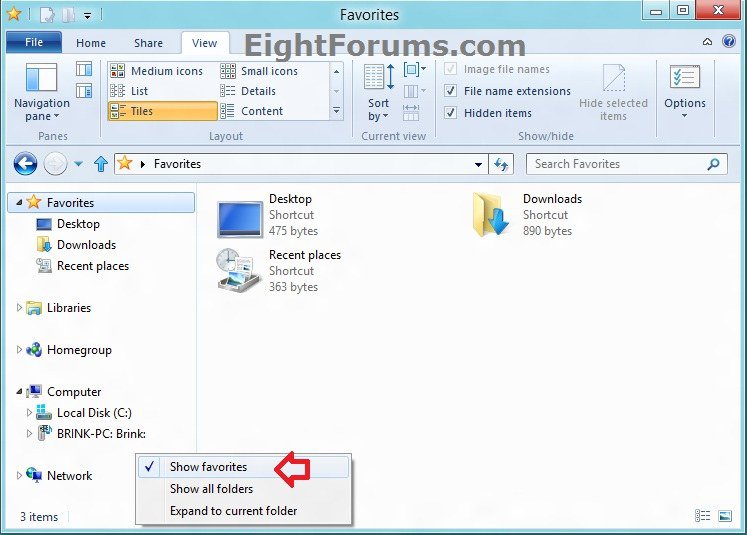 Favorites add or remove from navigation pane in windows 8 windows 8 help forums