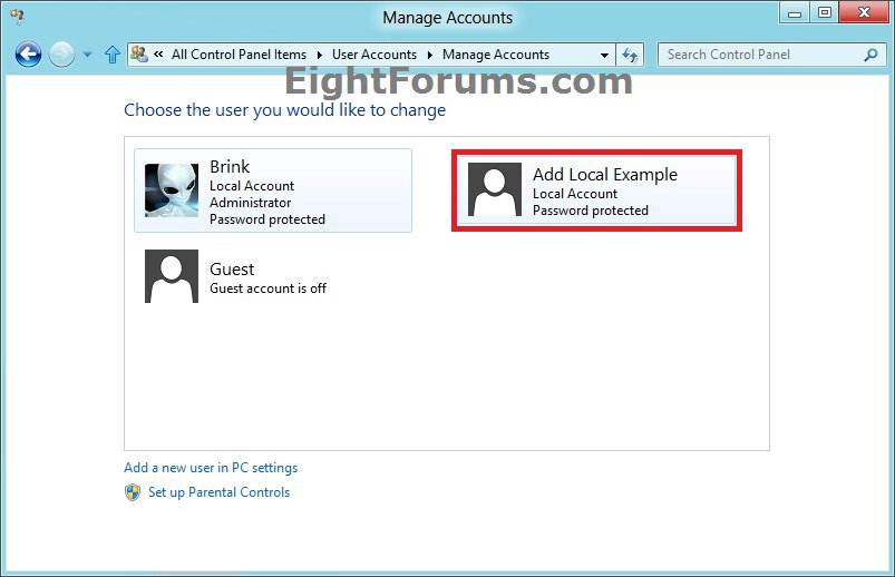 User Account Type Change in Windows 8 Windows 8 Help Forums