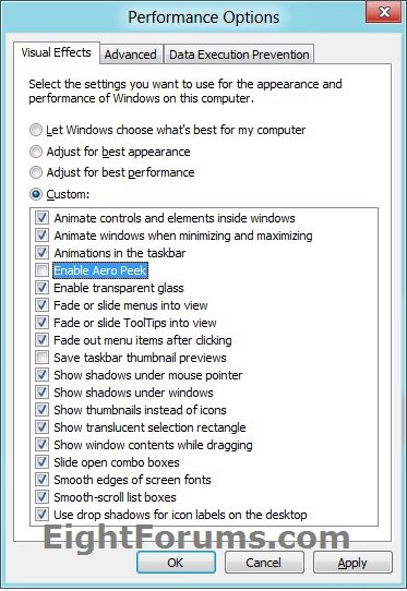 disable aero peek windows 10