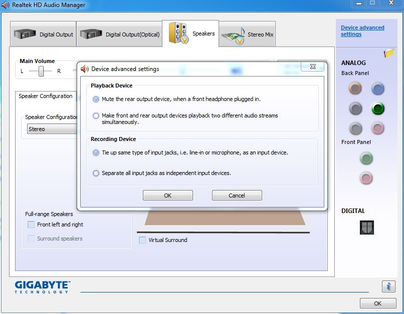 realtek hd audio manager headset microphone not working
