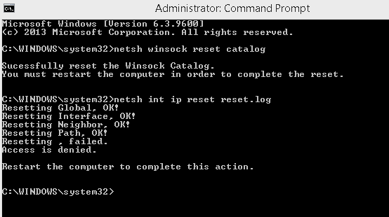 IIS reset cmd. Administrator command