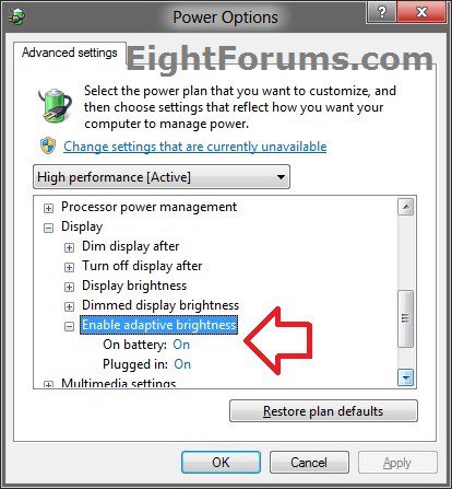 Adaptive Brightness - Turn On or Off in Windows 8 | Windows 8 Help Forums Adaptive Brightness - Turn On or Off in Windows 8 | Windows 8 Help Forums