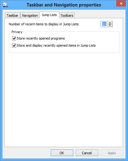 enable windows jump list tasks enable windows jump list tasks