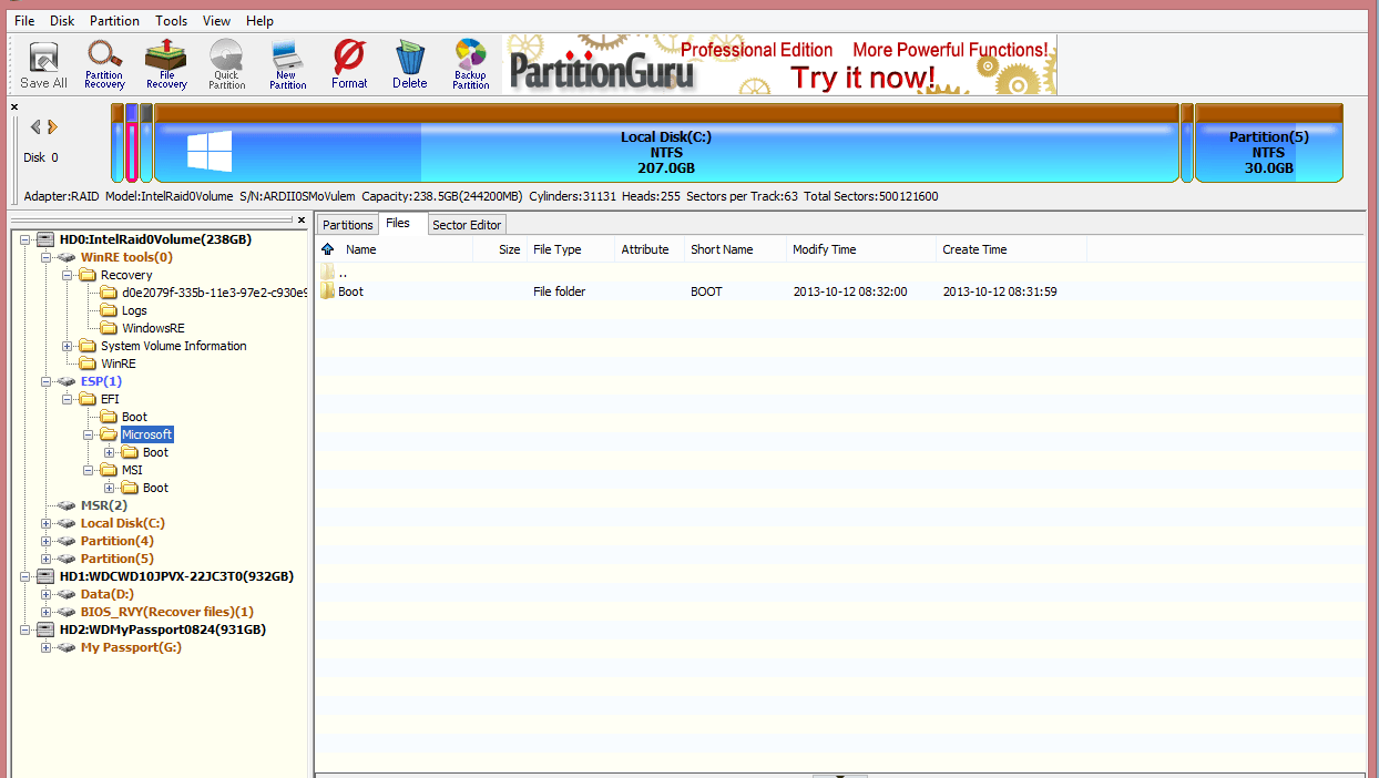 msi burn recovery partition error