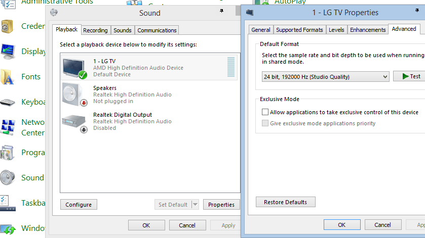 Lg tv amd online high definition audio device