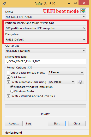 Rufus - UEFI boot mode compatible USB flash drive.png
