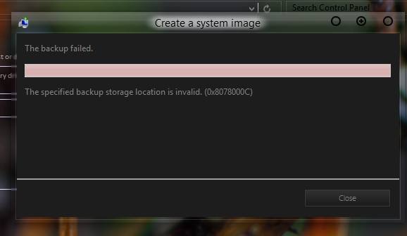 Solved - Error 0x8078000C on Windows 8.1 Pro Image Backup