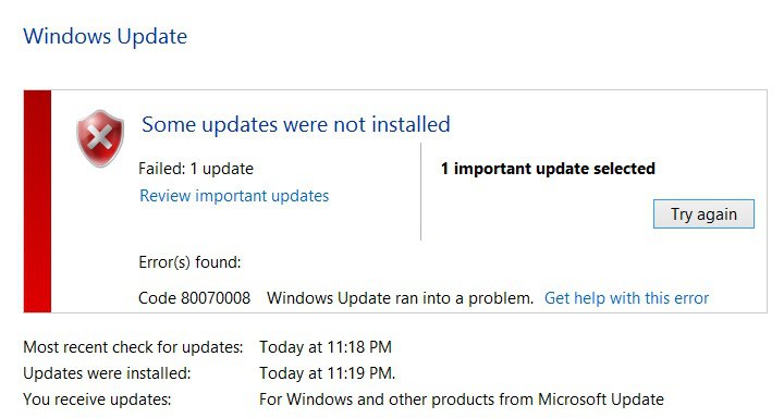 Inspection 12 In Recovery 未開封レコード Windows Update Error Code 80070008 | Windows 8 Help Forums