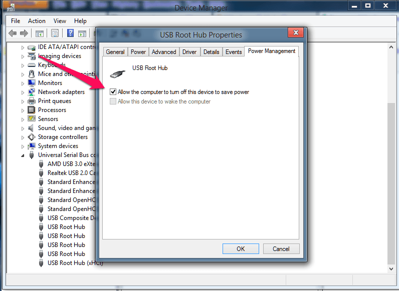 no power management tab for mouse
