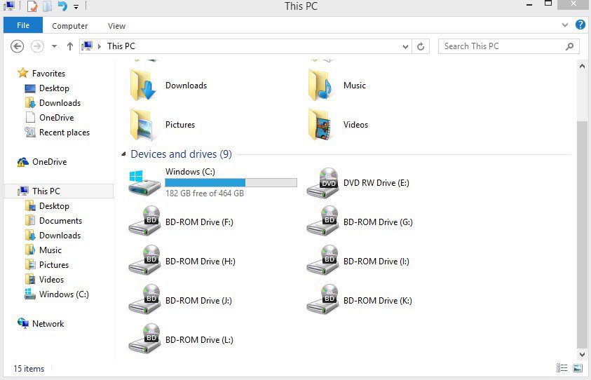 Cannot eject BDROM Drives from "Devices and drives". Windows 8 Help