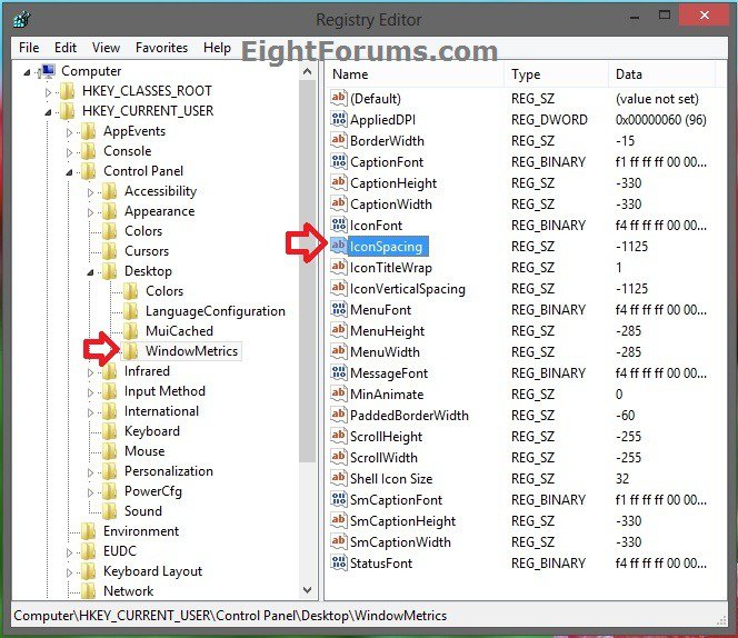 Desktop Icons Change Horizontal and Vertical Spacing in Windows 8