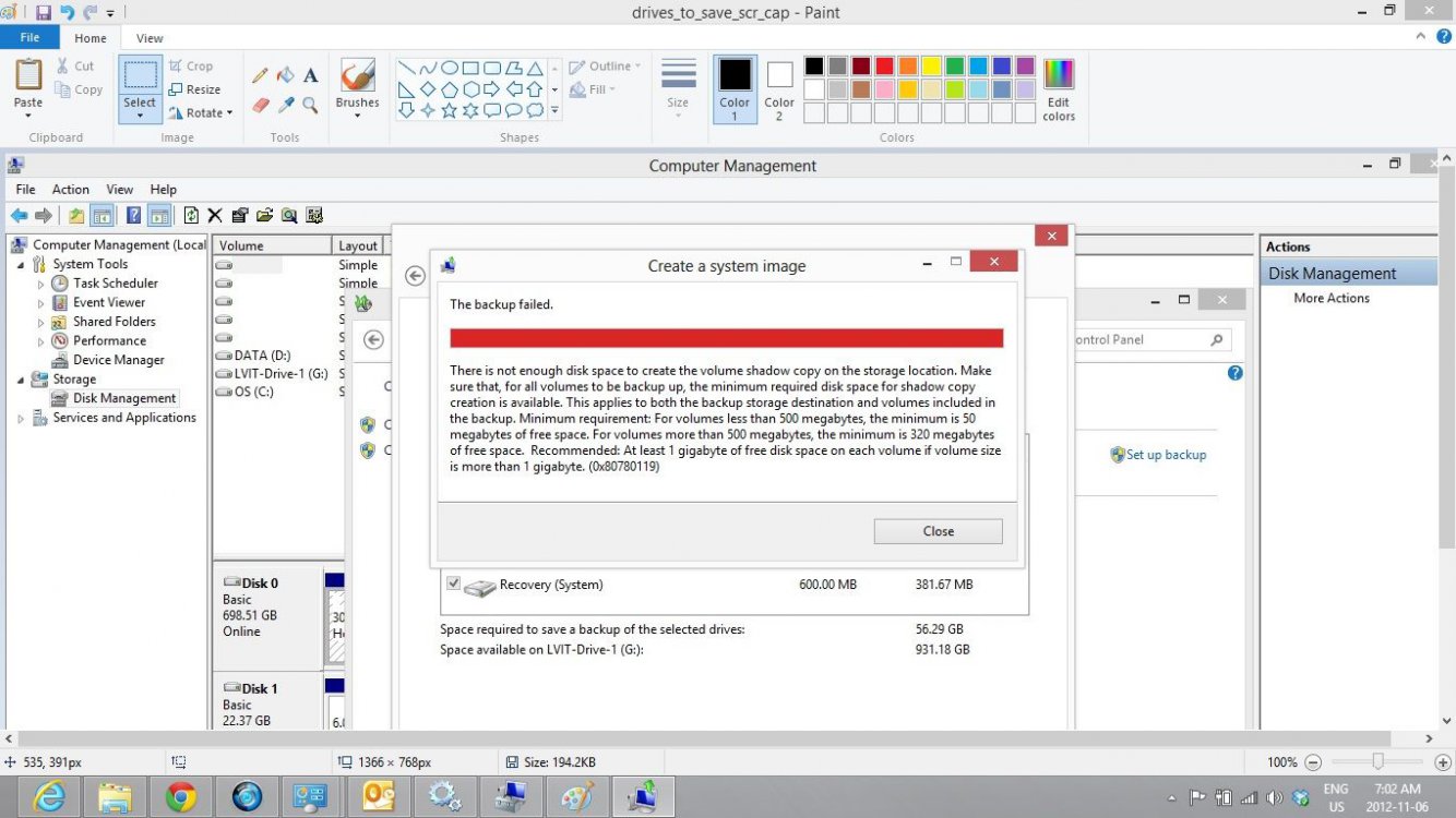 Error while trying to create a system image Windows 8 Help Forums
