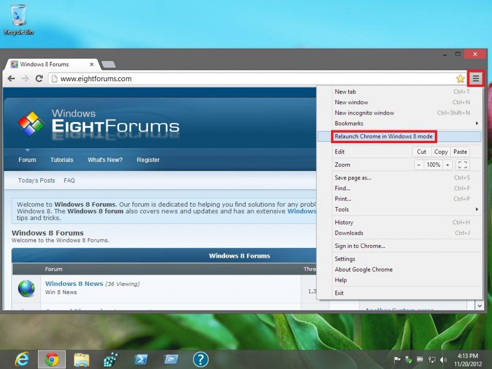 Chrome Browser - Toggle Between Desktop and Windows 8 Mode | Windows 8 ...